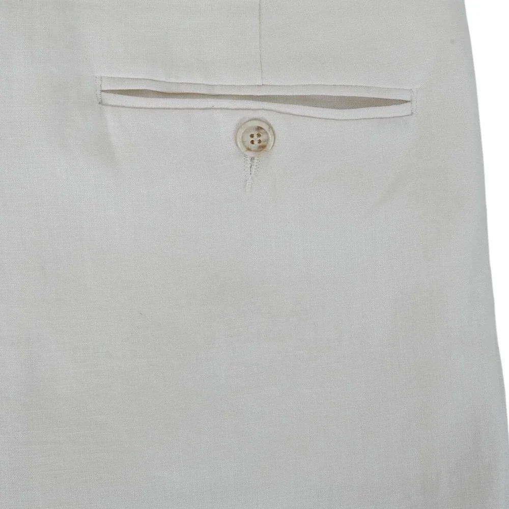Ben Silver Charleston Mens 42 Dress Pants White Pleated Cuffed High Rise Linen